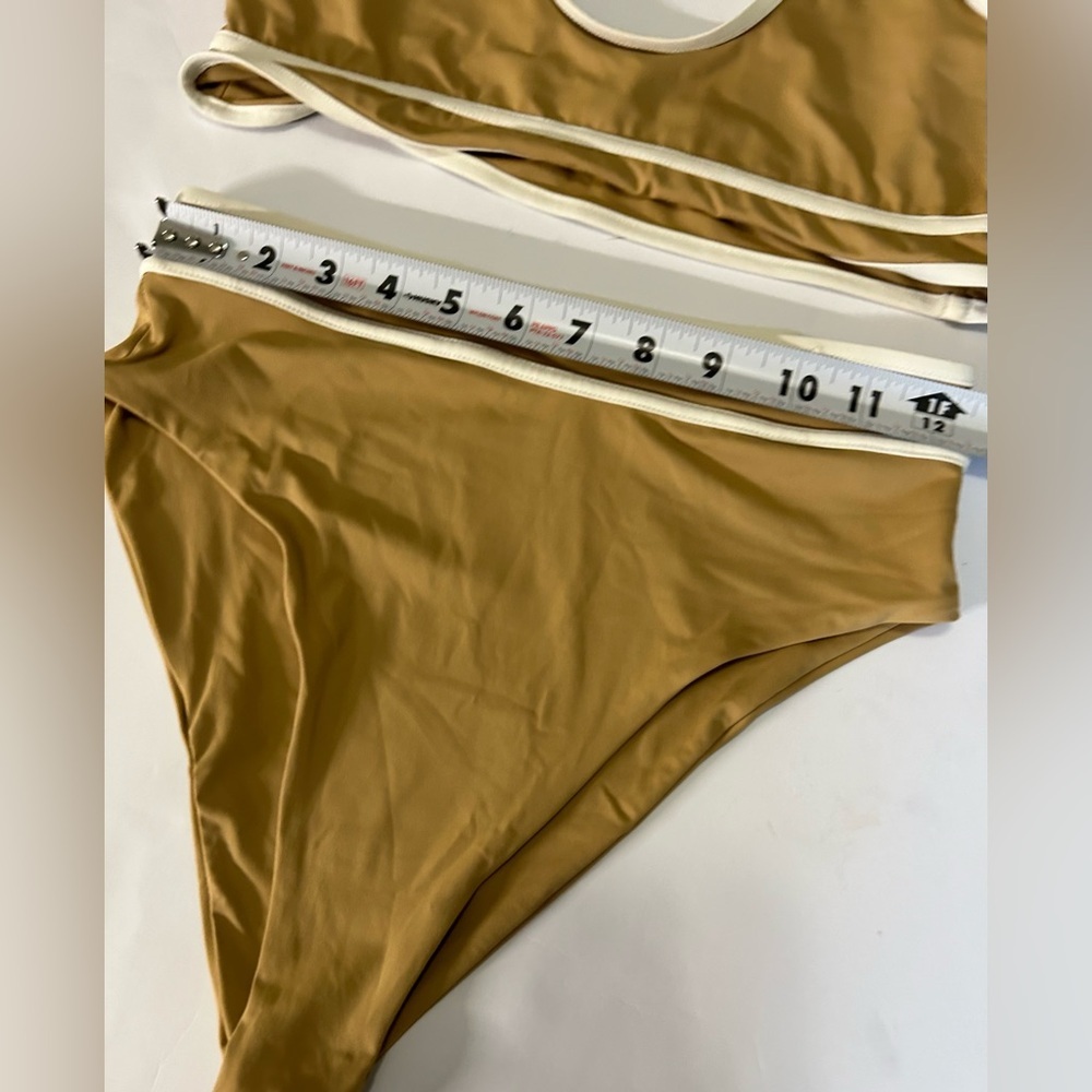 Stone Fox Swim Tan Bikini Set Size Top Medium Size Bottom Small - Picture 6 of 9